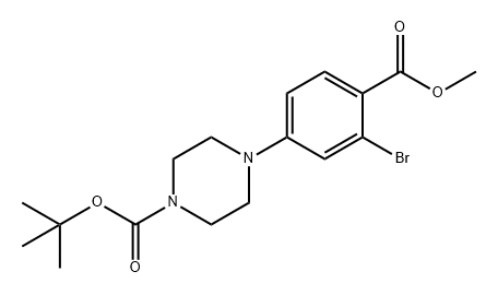 1-Piperazinecarboxylic acid, 4-[3-bromo-4-(methoxycarbonyl)phenyl]-, 1,1-dimethylethyl ester 结构式