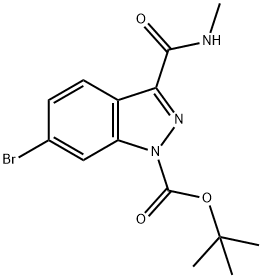 6-溴-3-甲氨基甲酰基-1H-吲唑-1-羧酸叔丁酯 结构式