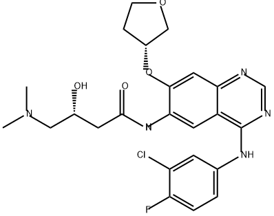 Butanamide, N-[4-[(3-chloro-4-fluorophenyl)amino]-7-[[(3R)-tetrahydro-3-furanyl]oxy]-6-quinazolinyl]-4-(dimethylamino)-3-hydroxy-, (3R)- 结构式