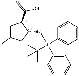 REL-(1R,2R)-2-((叔丁基二苯基甲硅烷基)氧基)-4-甲基环戊烷-1-羧酸 结构式