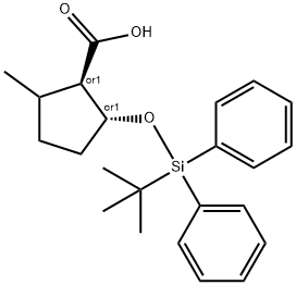 REL-(1R,2R)-2-((叔丁基二苯基甲硅烷基)氧基)-5-甲基环戊烷-1-羧酸 结构式