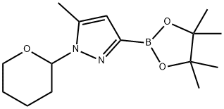 5-甲基-1-(四氢2H-吡喃-2-基)-3-(4,4,5,5-四甲基-1,3,2-二氧硼杂环戊烷-2-基)-1H-吡唑 结构式