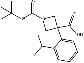 1,3-Azetidinedicarboxylic acid, 3-[2-(1-methylethyl)phenyl]-, 1-(1,1-dimethylethyl) ester 结构式