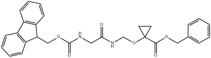 Cyclopropanecarboxylic acid, 1-[[[2-[[(9H-fluoren-9-ylmethoxy)carbonyl]amino]acetyl]amino]methoxy]-, phenylmethyl ester 结构式