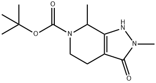 2,7-二甲基-3-氧代- 1,2,3,4,5,7-六氢-6H-吡唑并[3,4-C]吡啶-6-羧酸叔丁酯 结构式