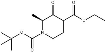 1,4-Piperidinedicarboxylic acid, 2-methyl-3-oxo-, 1-(1,1-dimethylethyl) 4-ethyl ester, (2S)- 结构式