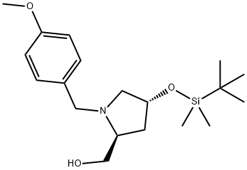 ((2S,4R)-4-((tert-Butyldimethylsilyl)oxy)-1-(4-methoxybenzyl)pyrrolidin-2-yl)methanol 结构式