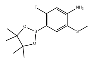 5-氟-2-(甲硫基)-4-(4,4,5,5-四甲基-1,3,2-二氧硼杂环戊烷-2-基)苯胺 结构式