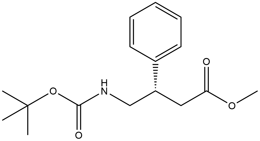 methyl (S)-4-((tert-butoxycarbonyl)amino)-3-phenylbutanoate 结构式