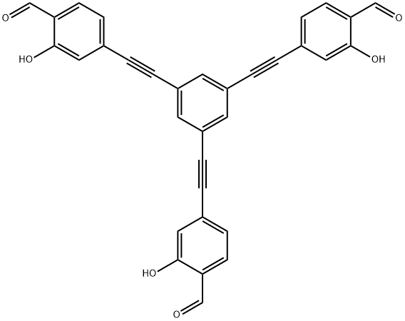 4,4',4''-(苯-1,3,5-三基三(乙炔-2,1-二基))三(2-羟基苯甲醛) 结构式