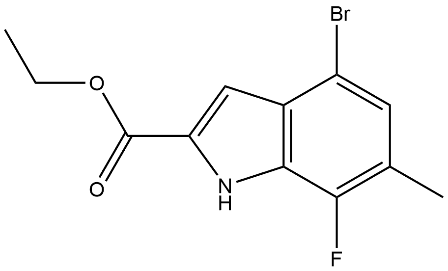 4-溴-7-氟-6-甲基吲哚-2-甲酸乙酯 结构式