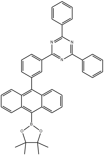 2,4-diphenyl-6-[3-[10-(4,4,5,5-tetramethyl-1,3,2-dioxaborolan-2-yl)-9-anthracenyl]phenyl]-1,3,5-Triazine 结构式