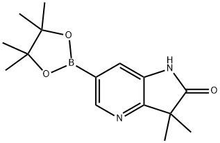 3,3-二甲基-6-(4,4,5,5-四甲基-1,3,2-二氧硼杂环戊烷-2-基)-1H-吡咯并[3,2-B]吡啶-2(3H)-酮 结构式