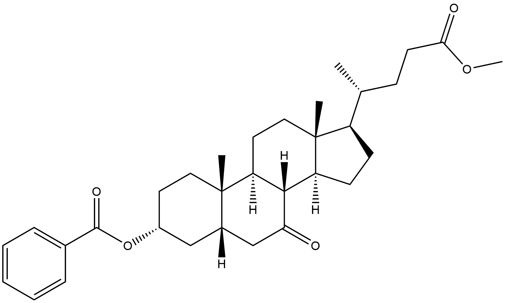 Cholan-24-oic acid, 3-(benzoyloxy)-7-oxo-, methyl ester, (3α,5β)- 结构式