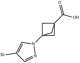 Bicyclo[1.1.1]pentane-1-carboxylic acid, 3-(4-bromo-1H-pyrazol-1-yl)- 结构式