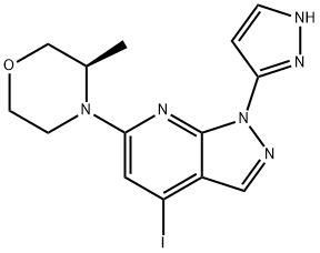 (R)-4-(4-碘-1-(3-吡唑基)-1H-吡唑并[3,4-B]吡啶-6-基)-3-甲基吗啉 结构式