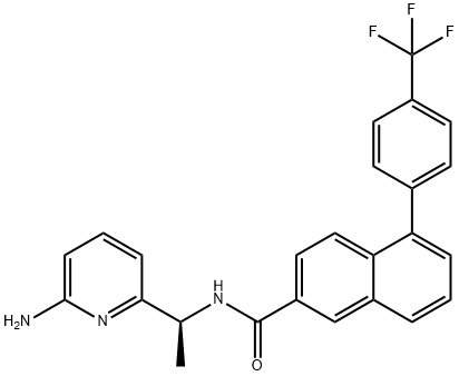 2-Naphthalenecarboxamide, N-[(1S)-1-(6-amino-2-pyridinyl)ethyl]-5-[4-(trifluoromethyl)phenyl]- 结构式