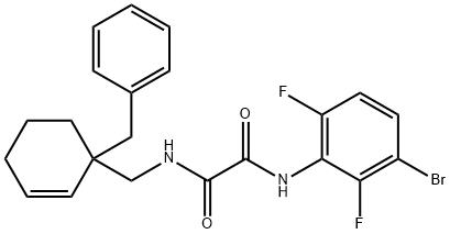 N'-[(1-benzylcyclohex-2-en-1-yl)methyl]-N-(3-brom o-2,6-difluorophenyl)ethanediamide 结构式