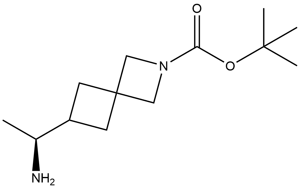 TERT-BUTYL 6-[(1S)-1-AMINOETHYL]-2-AZASPIRO[3.3]HEPTANE-2-CARBOXYLATE 结构式