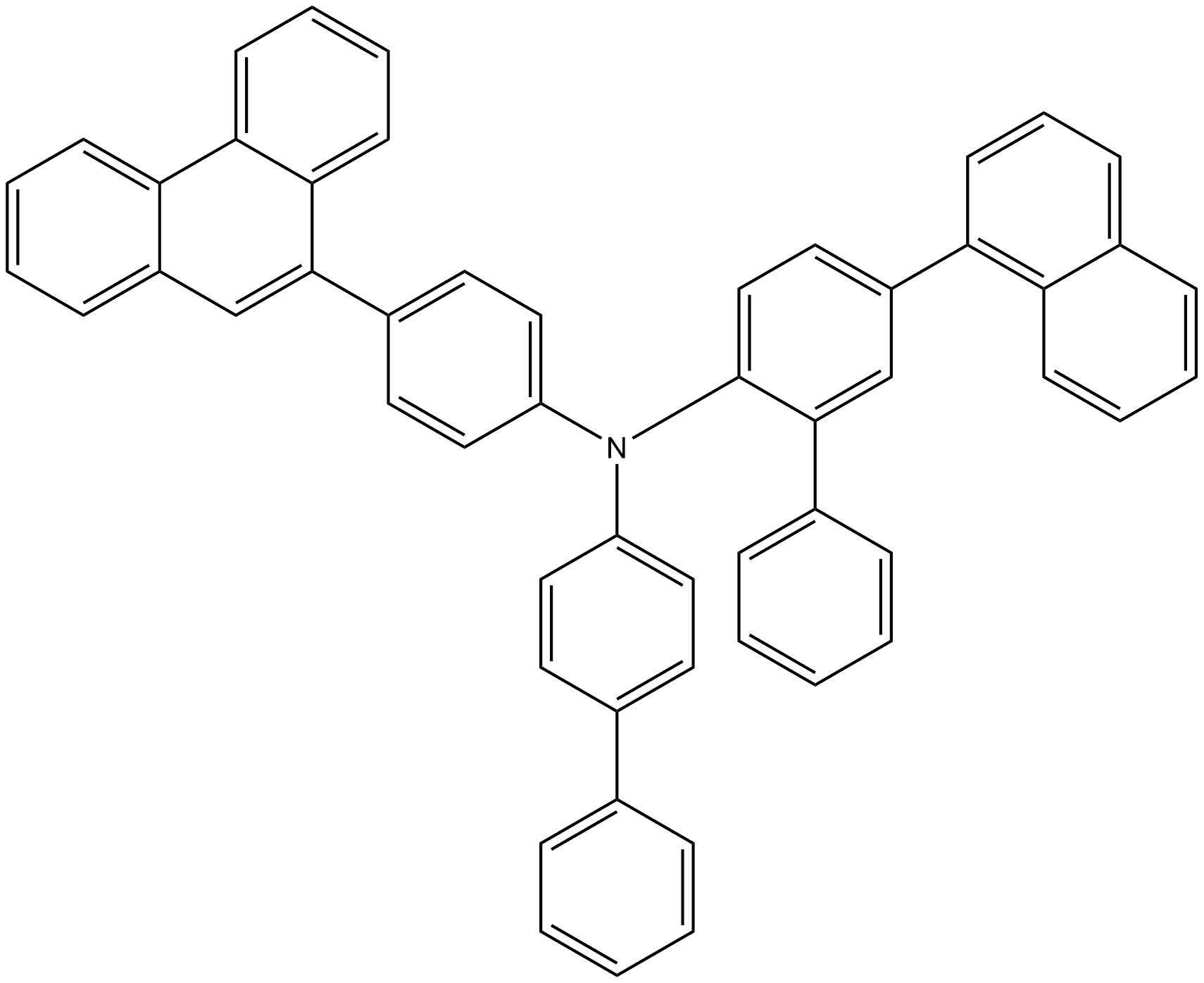 N-([1,1'-biphenyl]-4-yl)-5-(naphthalen-1-yl)-N-(4-(phenanthren-9-yl)phenyl)-[1,1'-biphenyl]-2-amine 结构式