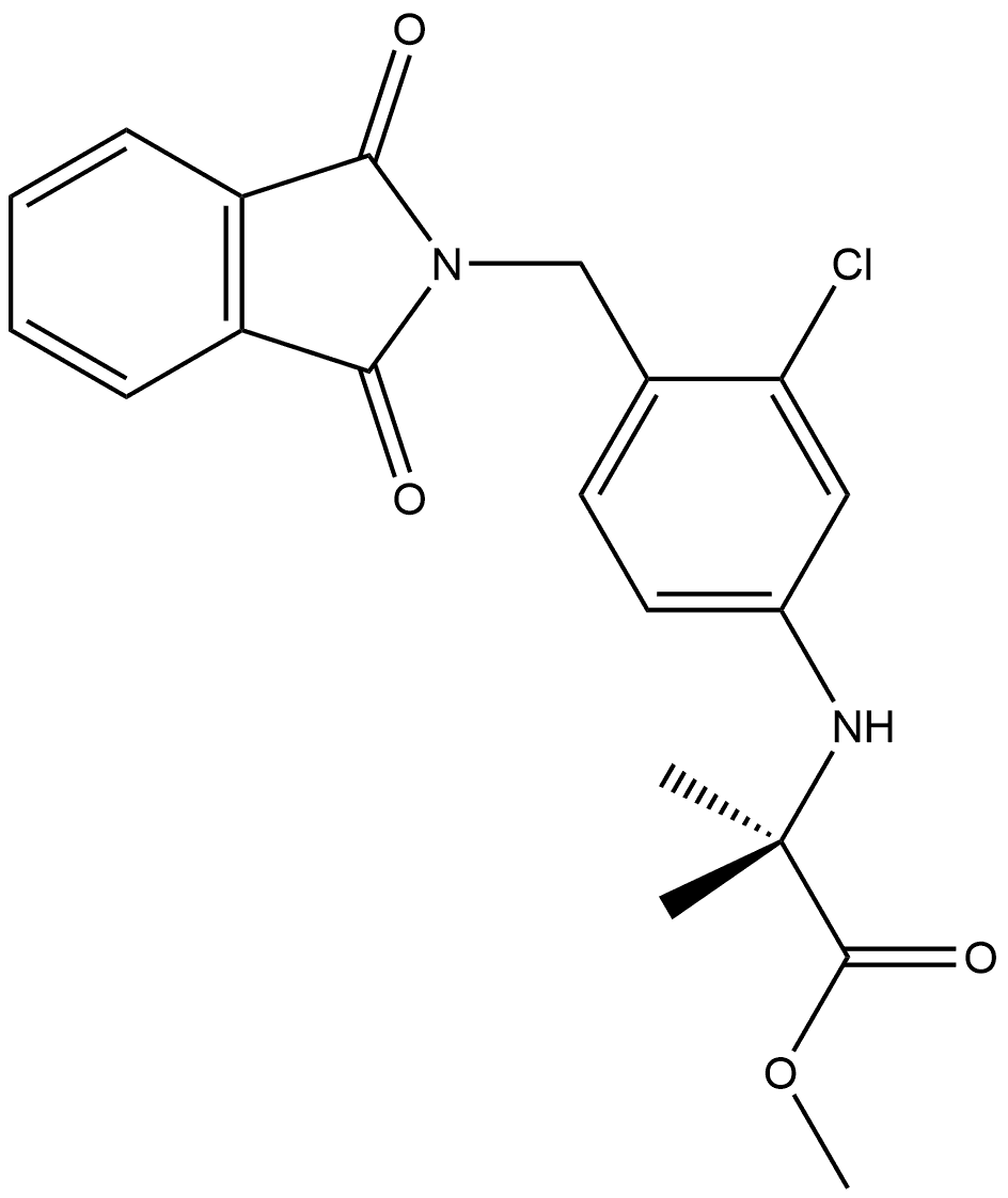 methyl 2-((3-chloro-4-((1,3-dioxoisoindolin-2-yl)methyl)phenyl)amino)-2-methylpropanoate 结构式