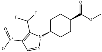 反式-4-[5-(二氟甲基)-4-硝基-1H-吡唑-1-基]环己烷羧酸甲酯 结构式