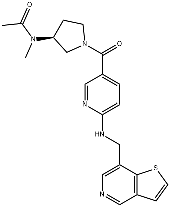 N-Methyl-N-[(3S)-1-[[6-[(thieno[3,2-c]pyridin-7-ylmethyl)amino]-3-pyridinyl]carbonyl]-3-pyrrolidinyl]acetamide 结构式