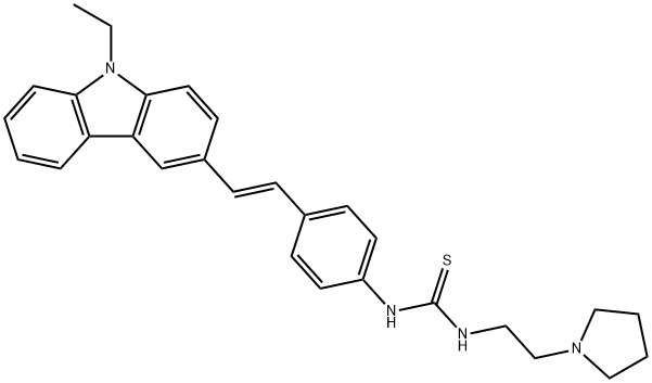 Thiourea, N-[4-[(1E)-2-(9-ethyl-9H-carbazol-3-yl)ethenyl]phenyl]-N'-[2-(1-pyrrolidinyl)ethyl]- 结构式