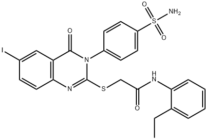 2-[[3-[4-(Aminosulfonyl)phenyl]-3,4-dihydro-6-iodo-4-oxo-2-quinazolinyl]thio]-N-(2-ethylphenyl)acetamide 结构式
