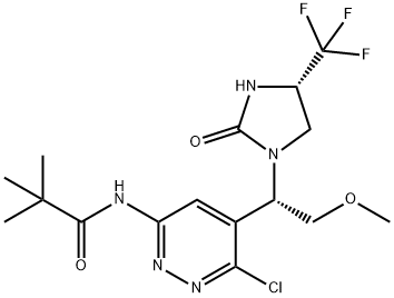 Propanamide, N-[6-chloro-5-[(1S)-2-methoxy-1-[(4S)-2-oxo-4-(trifluoromethyl)-1-imidazolidinyl]ethyl]-3-pyridazinyl]-2,2-dimethyl- 结构式