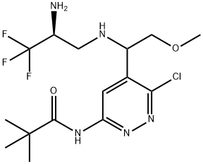 N-[5-[1-[[(2S)-2-Amino-3,3,3-trifluoropropyl]amino]-2-methoxyethyl]-6-chloro-3-pyridazinyl]-2,2-dimethylpropanamide 结构式