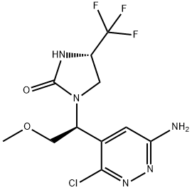 2-Imidazolidinone, 1-[(1S)-1-(6-amino-3-chloro-4-pyridazinyl)-2-methoxyethyl]-4-(trifluoromethyl)-, (4S)- 结构式