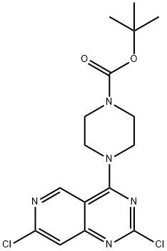 4-(2,7-二氯吡啶并[4,3-D]嘧啶-4-基)哌嗪-1-羧酸叔丁酯 结构式