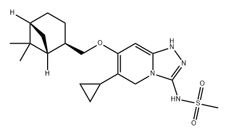 N-(6-环丙基-7 -(((1R,2R,5R)-6,6-二甲基二环[3.1.1]庚烷-2-基)甲氧基)-1H-4L4-[1,2,4]三唑并[4,3-A]吡啶-3-基)甲磺酰胺 结构式
