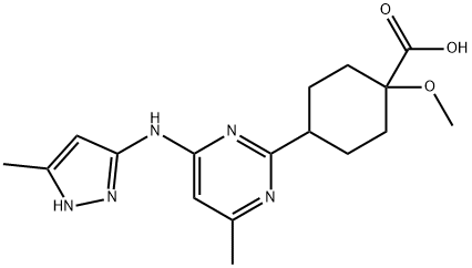 1-METHOXY-4-[4-METHYL-6-[(5-METHYL-1H-PYRAZOL-3-YL)AMINO]-2-PYRIMIDINYL]CYCLOHEXANEC 结构式