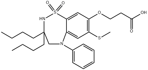 PROPANOIC ACID, 3-[{3,3-DIBUTYL-2,3,4,5-TETRAHYDRO-7-(METHYLTHIO)-1,1-DIOXIDO-5-PHENYL-1,2,5-BENZOTH 结构式