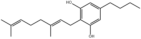 1,3-Benzenediol, 5-butyl-2-[(2E)-3,7-dimethyl-2,6-octadien-1-yl]- 结构式