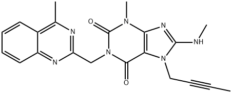 7-(丁-2-炔-1-基)-3-甲基-8-(甲基氨基)-1-((4-甲基喹唑啉-2-基)甲基)-1H-嘌呤-2,6-(3H,7H)-二酮(利格列汀杂质) 结构式