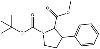 1,2-Pyrrolidinedicarboxylic acid, 3-phenyl-, 1-(1,1-dimethylethyl) 2-methyl ester 结构式