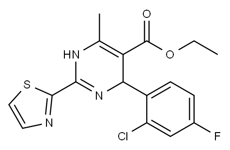 4-(2-氯-4-氟苯基)-6-甲基-2-(噻唑-2-基)-1,4-二氢嘧啶-5-羧酸乙酯 结构式