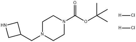 4-[(氮杂环丁烷-3-基)甲基]哌嗪-1-羧酸二盐酸盐叔丁酯 结构式