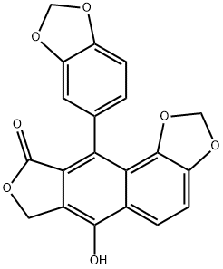 Furo[3',4':6,7]naphtho[1,2-d]-1,3-dioxol-9(7H)-one, 10-(1,3-benzodioxol-5-yl)-6-hydroxy- 结构式