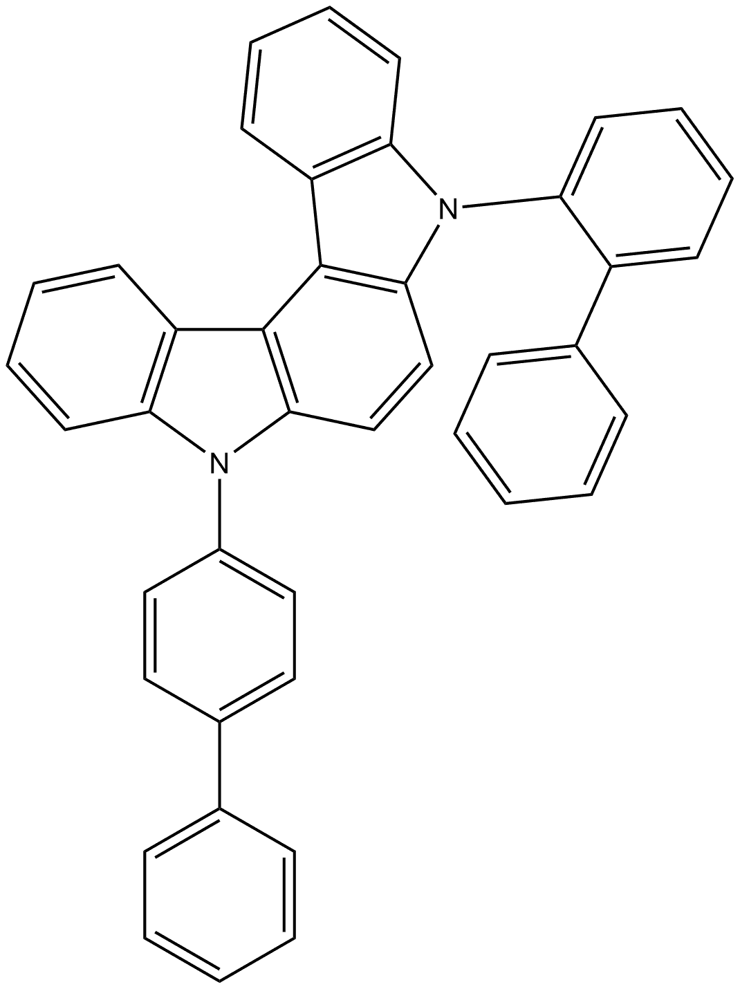 5-[1,1′-联苯]-2-基-8-[1,1′-联苯]-4-基-5,8-二氢吲哚并[2,3-C]咔唑 结构式