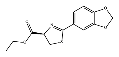 4-Thiazolecarboxylic acid, 2-(1,3-benzodioxol-5-yl)-4,5-dihydro-, ethyl ester, (4R)- 结构式