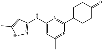 Cyclohexanone, 4-[4-methyl-6-[(5-methyl-1H-pyrazol-3-yl)amino]-2-pyrimidinyl]- 结构式