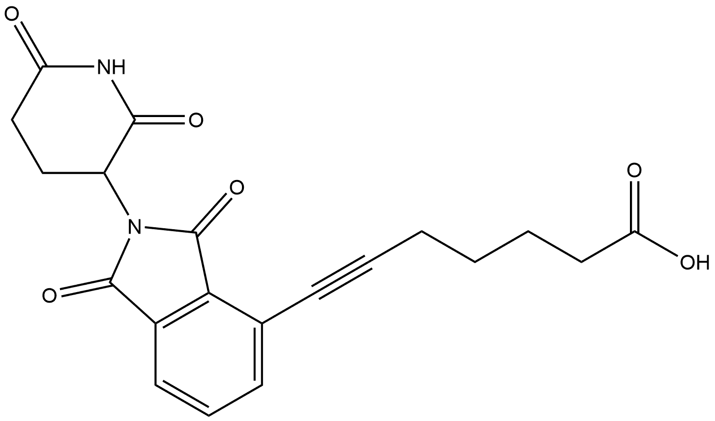 7-[2-(2,6-dioxo-3-piperidyl)-1,3-dioxo-isoindolin-4-yl]hept-6-ynoic acid 结构式