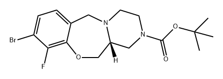 叔丁基(R)-9-溴-10-氟-3,4,12,12A-四氢-6H-苯并[F]吡嗪基[2,1-C][1,4]氧氮杂-2(1H) -羧酸盐 结构式