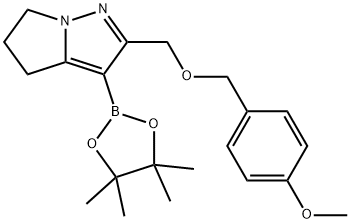 2-(((4-甲氧基苄基)氧基)甲基)-3-(4,4,,5,5-四甲基-1,3,2-二氧硼杂环戊烷-2-基)-5,6-二氢-4H-吡咯并[1,2-B]吡唑 结构式