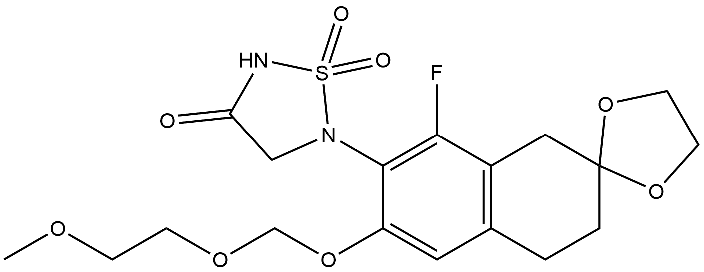 5-(8-氟-6-((2-甲氧基乙氧基)甲氧基)-3,4-二氢-1H-螺[萘-2,2'-[1,3]二氧戊环]-7-基)-1, 2,5-噻二唑烷-3-酮1,1-二氧化物 结构式