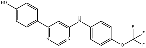 4-(6-((4-(三氟甲氧基)苯基)氨基)嘧啶-4-基)苯酚 结构式